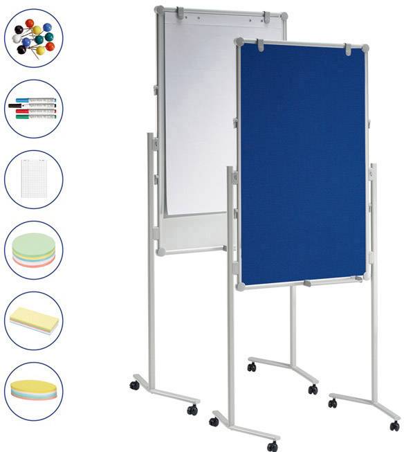 Maul Moderationstafel MAULpro (B x H) 75 cm x 120 cm Textil Blau, Weiß Inkl. Ablageschale, Inkl. Block, Inkl. Blockhalter, beidseitig verwendbar