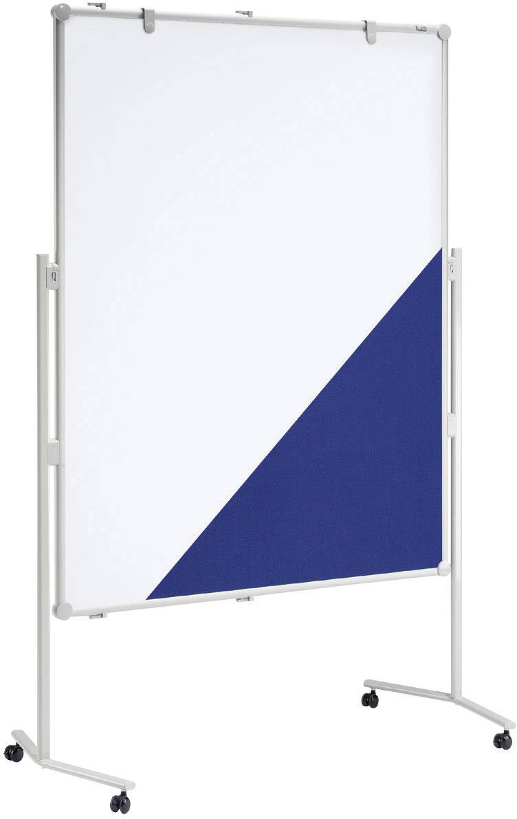 Maul Moderationstafel (B x H) 120 cm x 150 cm Textil Weiß, Blau Inkl. Ablageschale, Inkl. Blockhalter, Inkl. Rollen, beidseitig verwendbar, Pinntafe