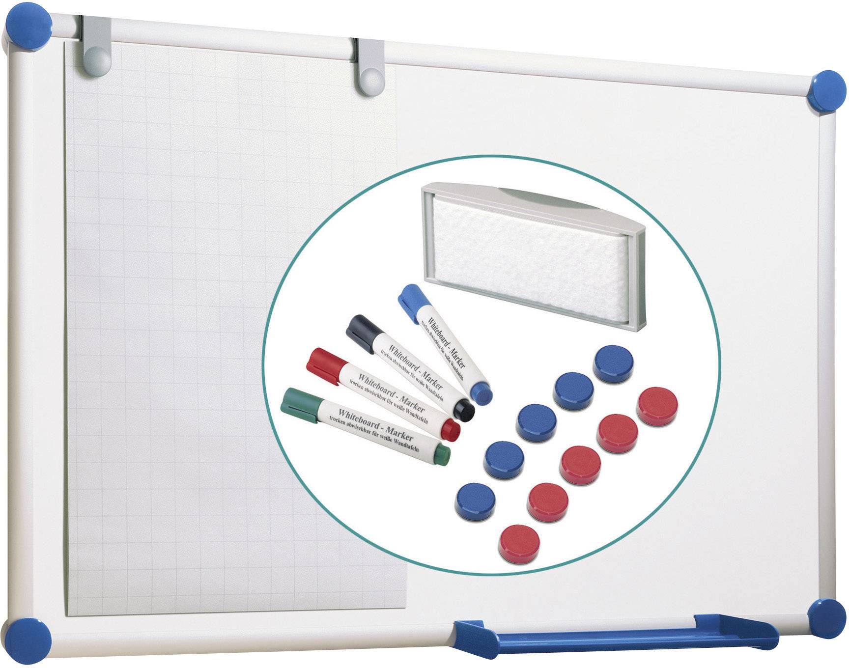 Maul Whiteboard Set 2000 MAULpro (B x H) 90 cm x 60 cm Weiß kunststoffbeschichtet Inkl. Ablageschale, Marker, Tafelwischer, Magneten, Blockhalter