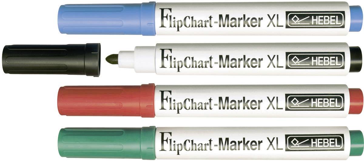 Maul 6383799 Flipchartmarker XL Rundspitze 2.5 - 3 mm Blau, Schwarz, Rot, Grün 4 St.