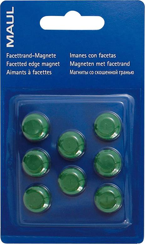 Maul Magnet MAULpro (Ø x H) 15 mm x 7 mm rund, Facettrand Grün 8 St. 6175255