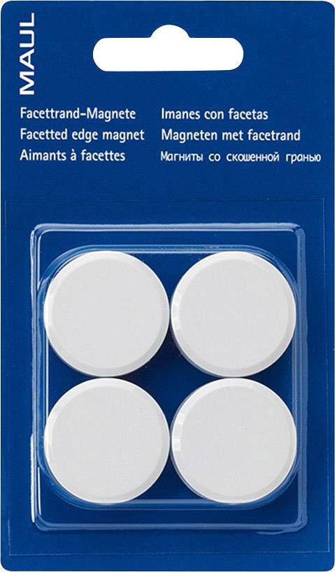 Maul Magnet MAULpro (Ø x H) 30 mm x 10 mm rund, Facettrand Weiß 4 St. 6177202
