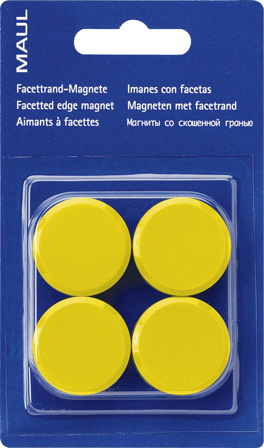 Maul Magnet MAULpro (Ø x H) 30 mm x 10 mm rund, Facettrand Gelb 4 St. 6177213