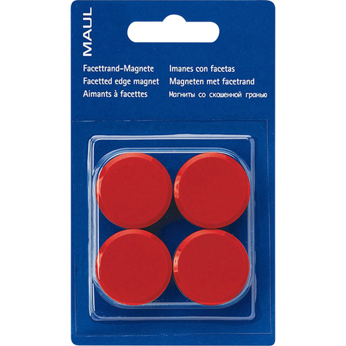 Maul Magnet MAULpro (Ø x H) 30 mm x 10 mm rund, Facettrand Rot 4 St. 6177225
