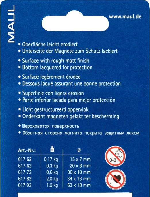 Maul Magnet MAULpro (Ø x H) 30 mm x 10 mm rund, Facettrand Rot 4 St. 6177225