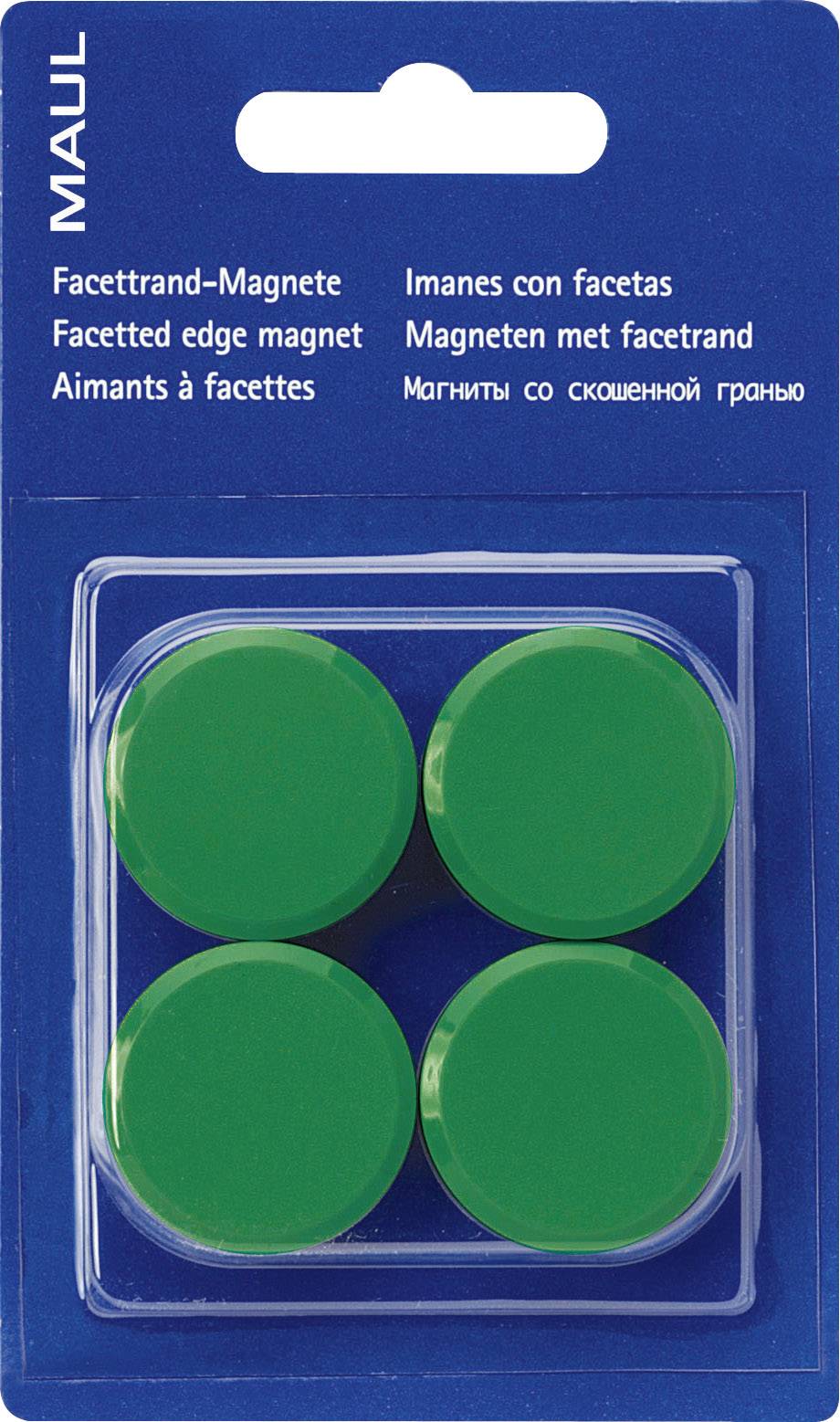Maul Magnet MAULpro (Ø x H) 30 mm x 10 mm rund, Facettrand Grün 4 St. 6177255