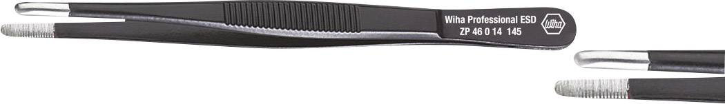 Schwarze Pinzette mit geriffeltem Griff und abgerundeten Spitzen; Aufschrift 'Witte Professional ESD ZP 6. 5. 0 1 4 11G'.