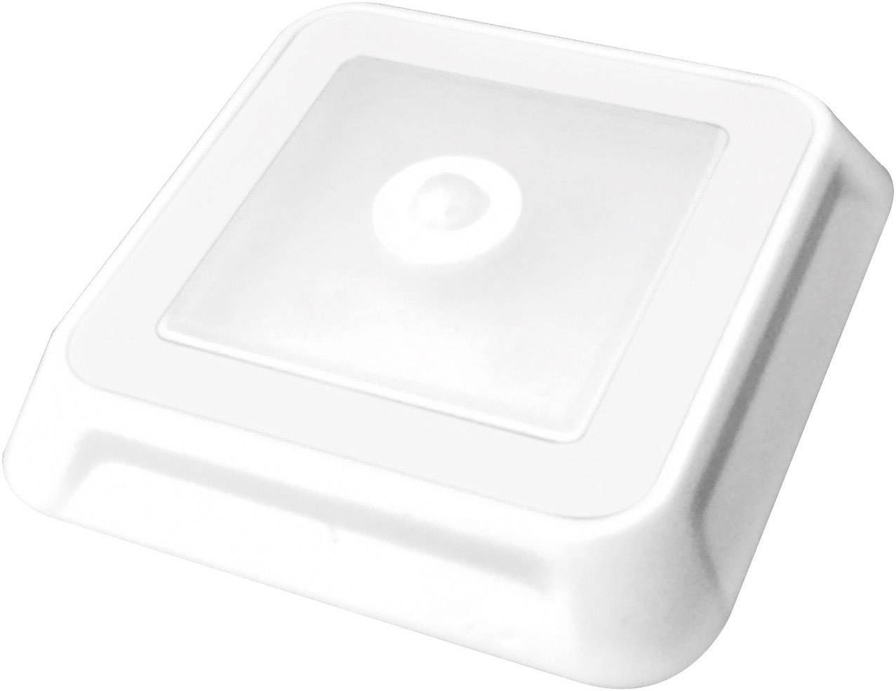 Weiße, quadratische LED-Deckenleuchte mit modernem Design.