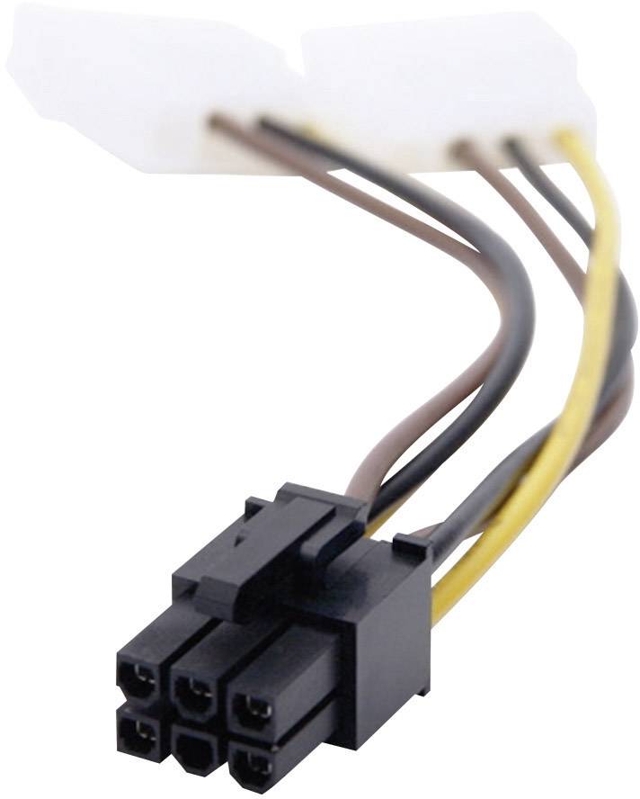 club3D Strom Anschlusskabel [1x PCIe-Buchse 6pol. - 2x IDE-Strom-Stecker 4pol.] 0.15 m Schwarz, Gelb, Braun