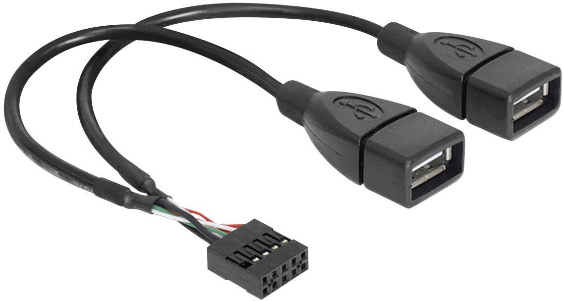 Delock USB-Kabel USB 2.0Pfostenstecker 8pol., USB-A Buchse 0.20m Schwarz UL-zertifiziert 83292