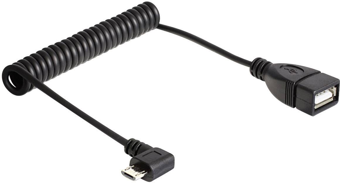 Delock 0.55 m Schwarz Spiralkabel, mit OTG-Funktion 83354
