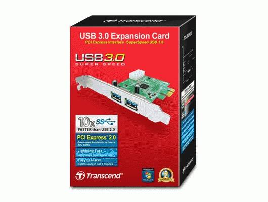 Transcend 2-Port USB 3.0 PCI-E Card 2 Port USB 3.2 Gen 1 Controllerkarte USB-A PCIe