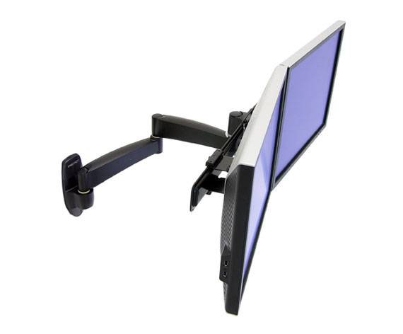 Ergotron 200 Series 2fach Monitor-Wandhalterung 30,5 cm (12") - 55,9 cm (22") Schwarz Schwenkbar, Rotierbar