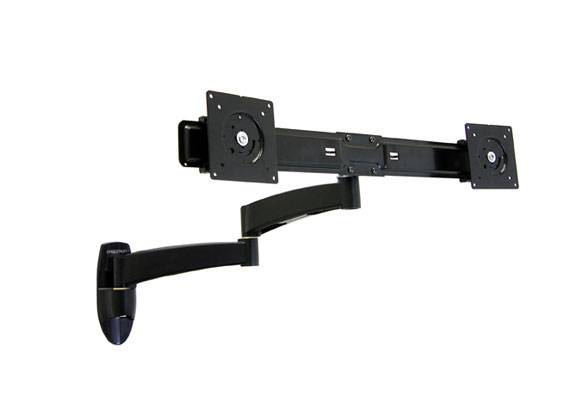 Ergotron 200 Series 2fach Monitor-Wandhalterung 30,5 cm (12") - 55,9 cm (22") Schwarz Schwenkbar, Rotierbar
