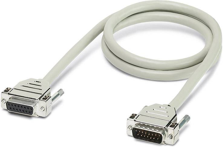 Ein graues serielles Kabel mit zwei DB9-Steckern an den Enden, geeignet für die Datenübertragung zwischen Geräten.