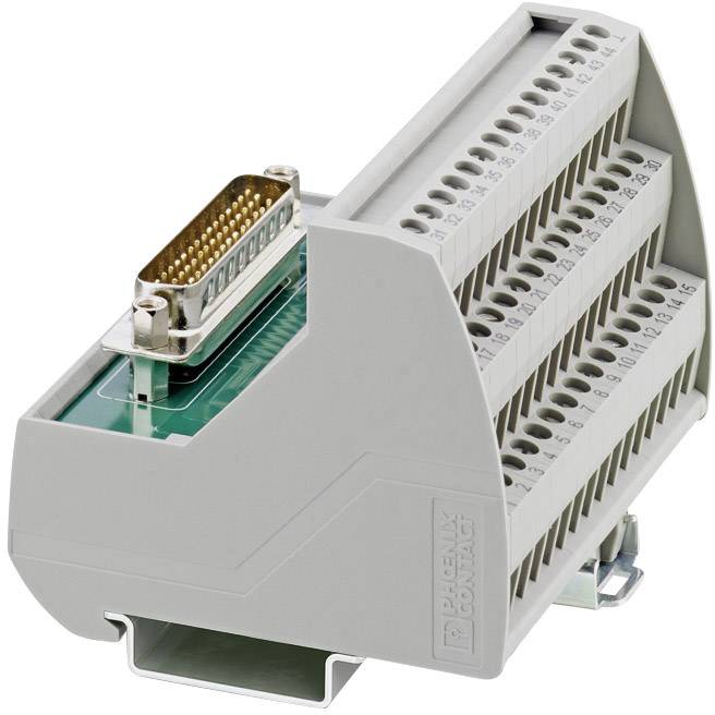 Ein elektrischer Steckverbinder in einem Gehäuse mit mehreren Anschlussklemmen, geeignet für industrielle Anwendungen.