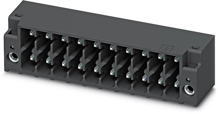 Schwarzer, rechteckiger elektrischer Steckverbinder mit mehreren Anschlusslöchern, geeignet für die Verbindung elektronischer Geräte.