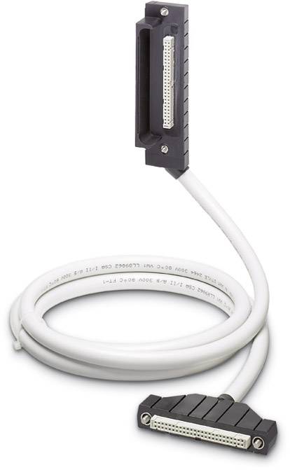 Ein weißes Kabel mit zwei breiten, rechteckigen Steckern, vermutlich für elektronische Verbindungen.