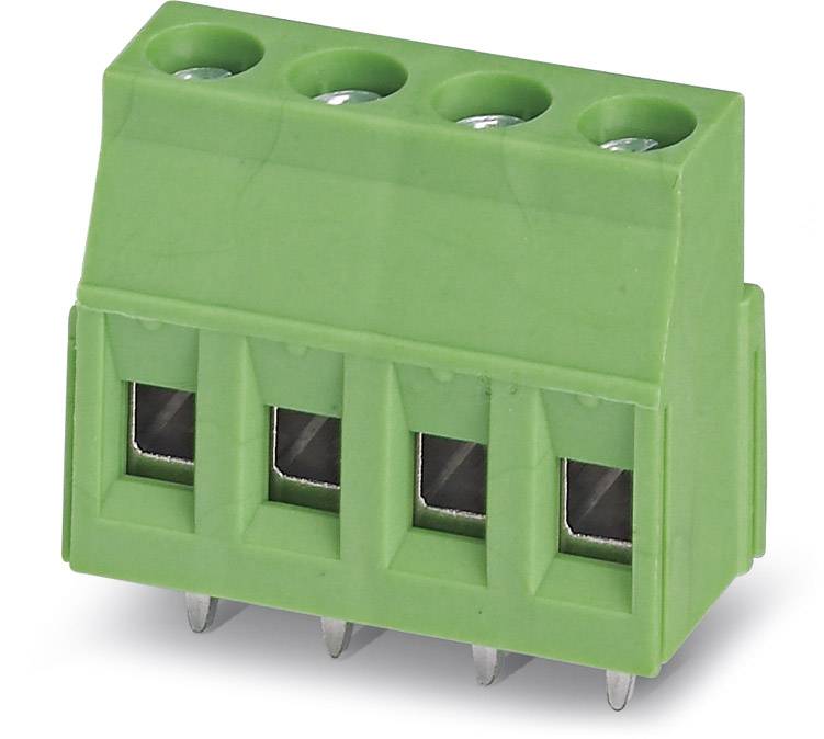 Ein grüner, vierpoliger Steckverbinder mit Metallkontakten, verwendet zum elektrischen Anschluss in elektronischen Geräten.