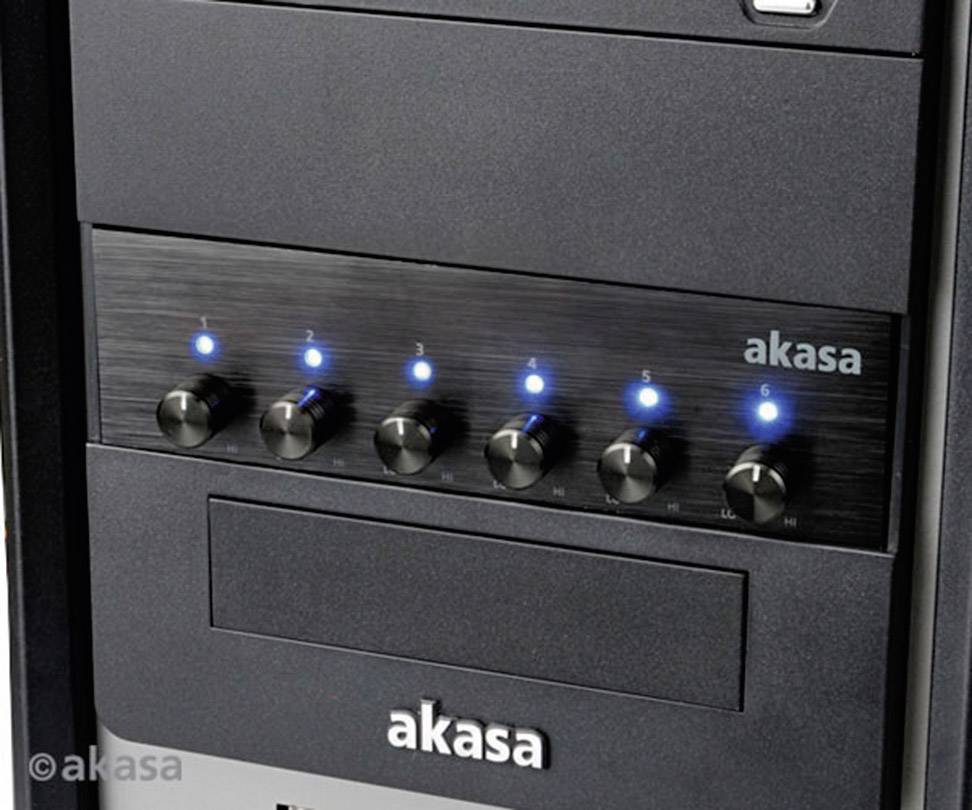Akasa AK-FC-08BKV2 PC Lüftersteuerung 13,32 cm (5.25 Zoll) Anzahl Kanäle: 6 inkl. LED-Beleuchtung