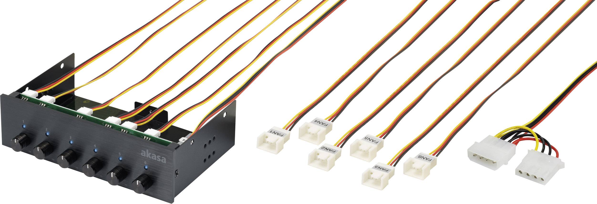 Akasa AK-FC-08BKV2 PC Lüftersteuerung 13,32 cm (5.25 Zoll) Anzahl Kanäle: 6 inkl. LED-Beleuchtung