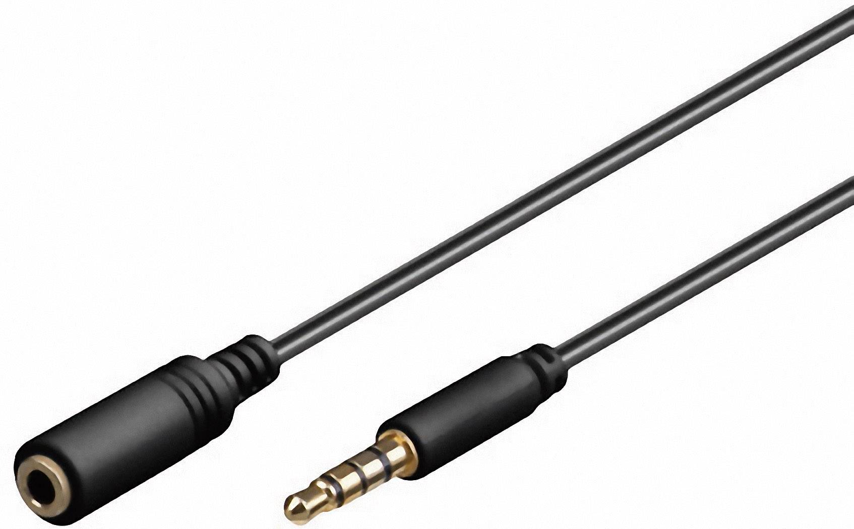 Goobay 62478 Klinke Audio Verlängerungskabel [1x Klinkenstecker 3.5 mm - 1x Klinkenbuchse 3.5 mm] 1.50 m Schwarz