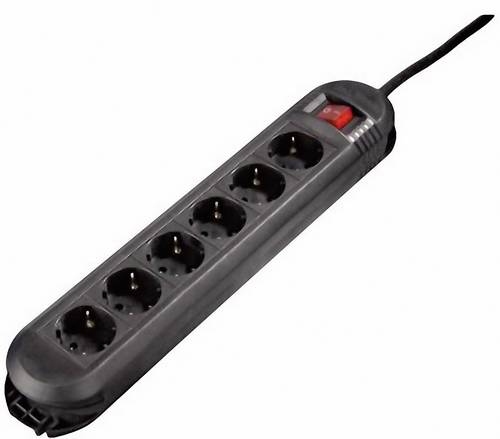 Hama 00108889 Steckdosenleiste mit Schalter 6fach Schwarz Schutzkontakt 1St.