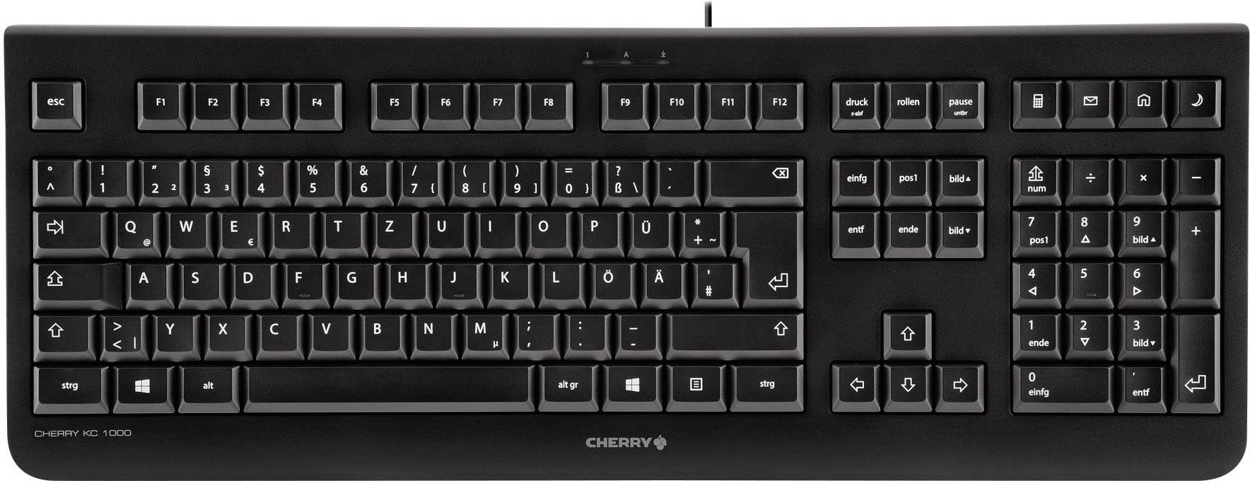 Tastatur CHERRY KC 1000 Schwarz Deutsch, QWERTZ
