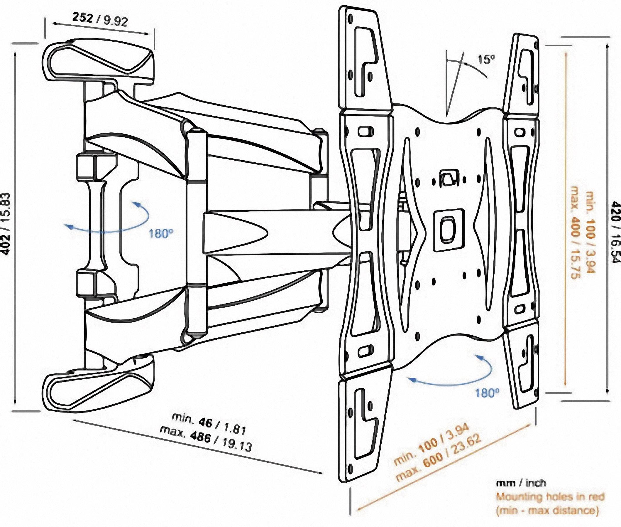 Vogel's Base 45 L TV-Wandhalterung Ausziehbar 101,6 cm (40") - 165,1 cm (65") Neigbar+Schwenkbar