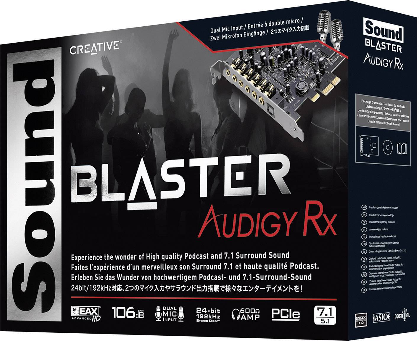 Sound Blaster SoundBlaster Audigy RX 7.1 Soundkarte, Intern PCIe x1 Digitalausgang, externe Kopfhöreranschlüsse