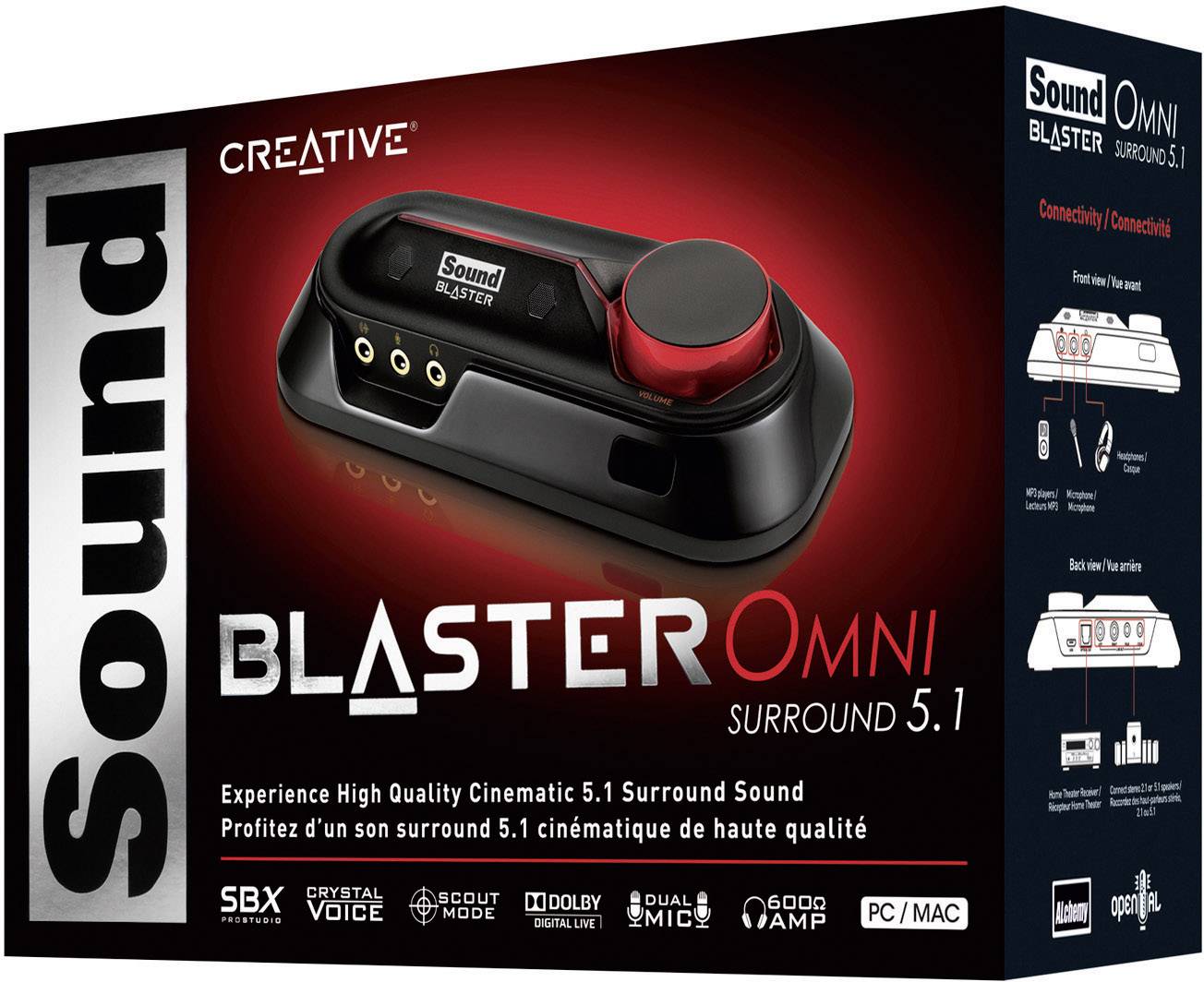 Sound Blaster Omni Surround 5.1 5.1 Soundkarte, Extern Digitalausgang, externe Kopfhöreranschlüsse, externe Lautstärkenregelung