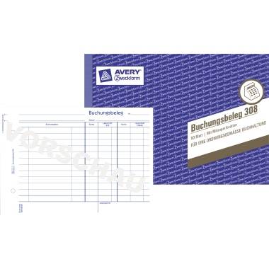 Avery Zweckform Buchungsbeleg 308 DIN A5 quer 50Blatt