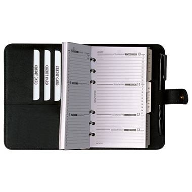 bind Zeitplaner 16501-1 DIN A6 ohne Kalender Lederimitat schwarz