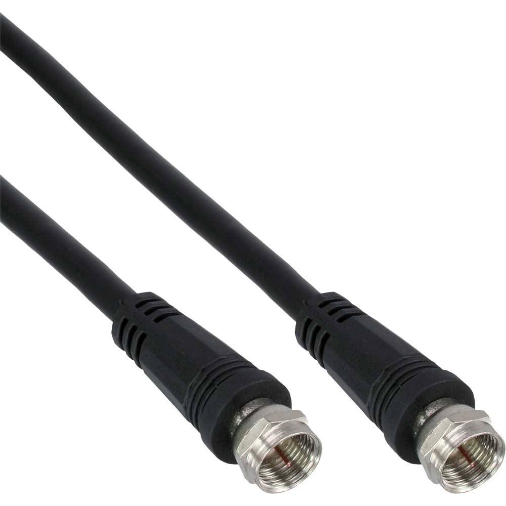 InLine® SAT-Anschlusskabel, 2x geschirmt, 2x F-Stecker, >75dB, schwarz, 10m