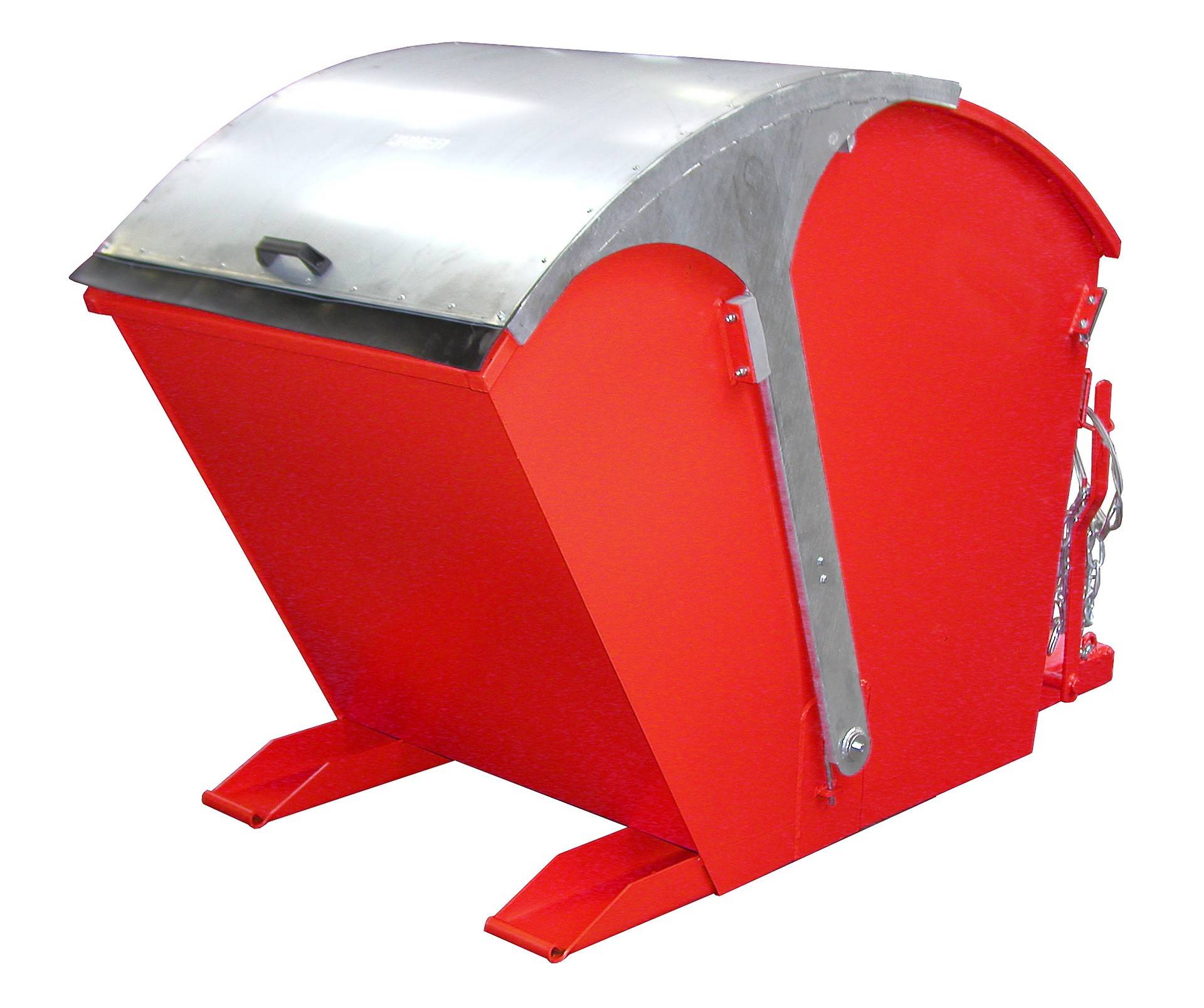 Kippbehälter mit Runddeckel Volumen 1 m³ feuerrot. eurokraft pro 610854 49