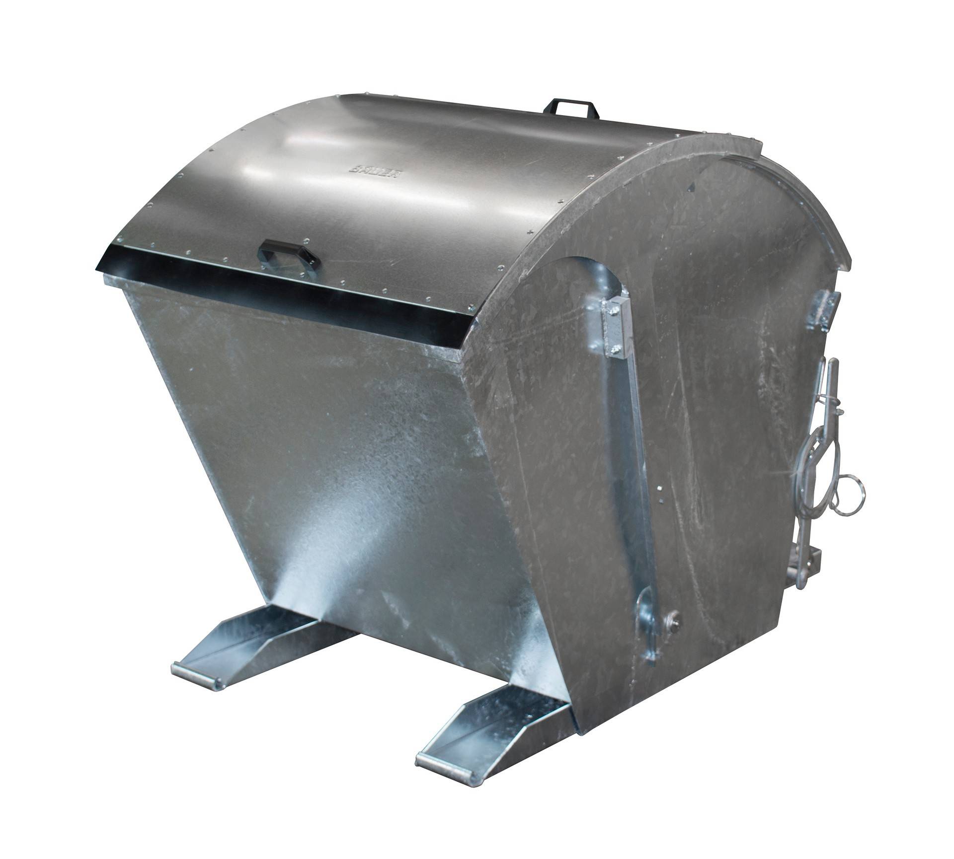 Kippbehälter, Runddeckel, LxBxH 1710x975x1230 mm, Volumen 1,0 cbm, Traglast 1500