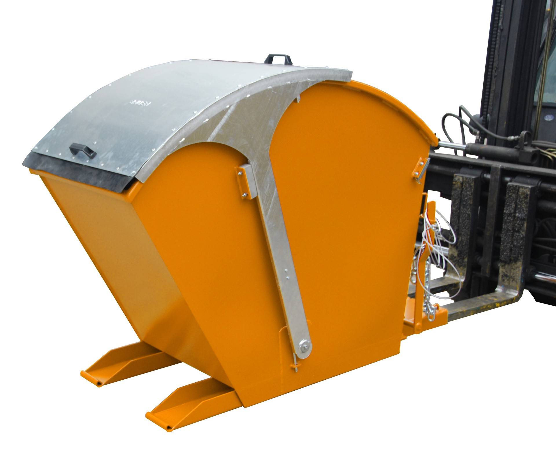 Kippbehälter mit Runddeckel Volumen 075 m³ gelborange. eurokraft pro 610846 49