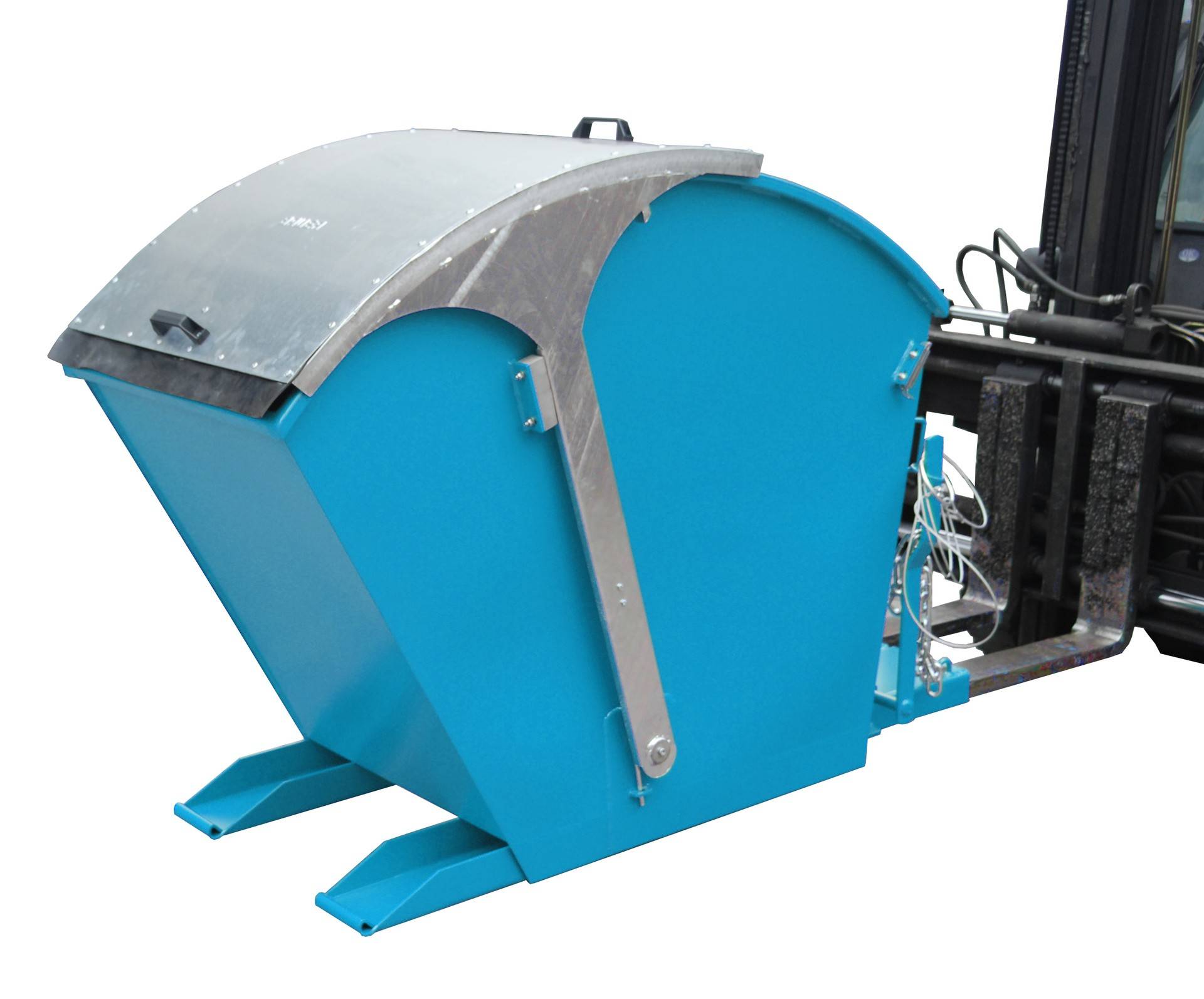 Kippbehälter mit Runddeckel Volumen 075 m³ lichtblau. eurokraft pro 610848 49