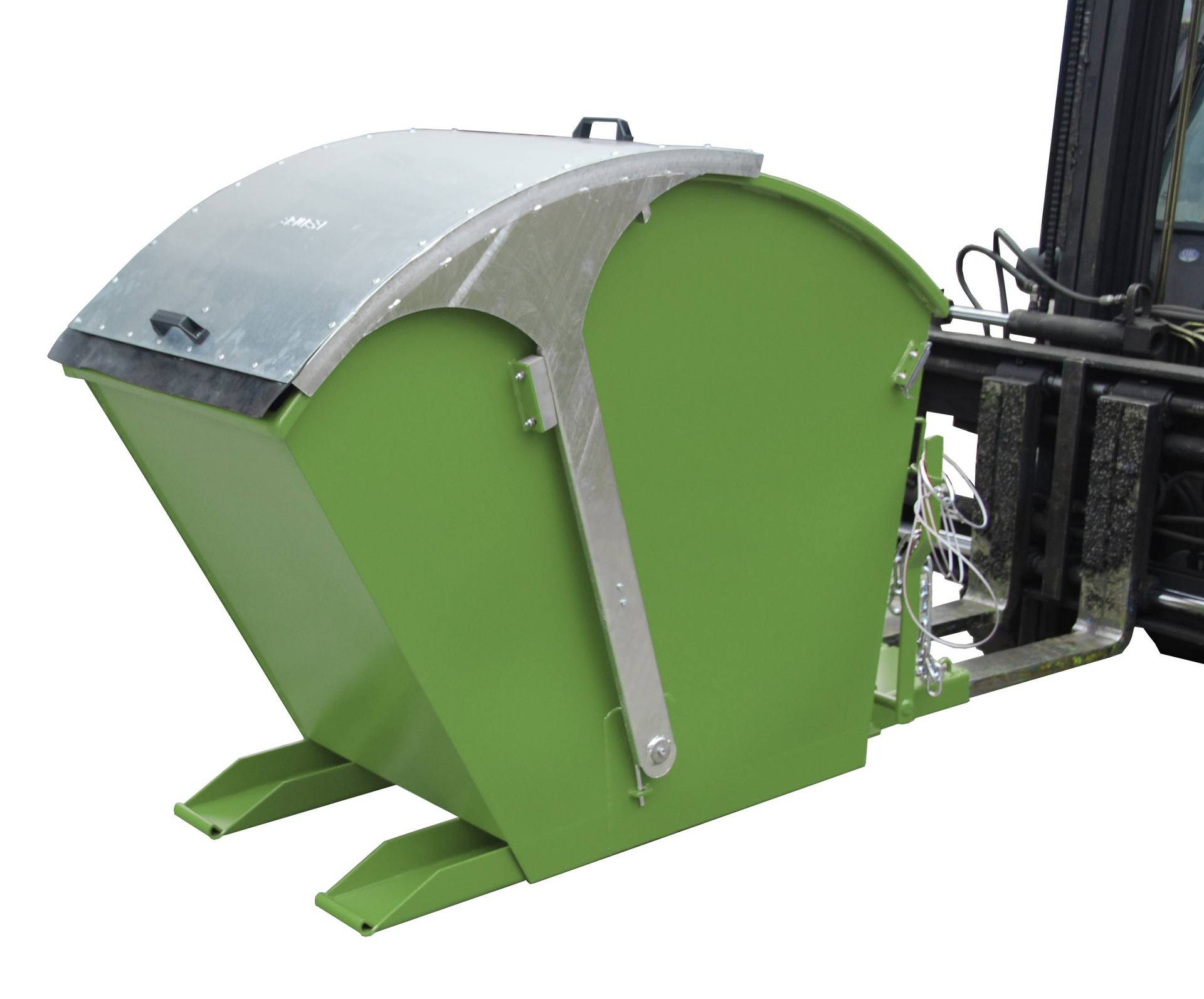 Kippbehälter, Runddeckel, LxBxH 1720x755x1220 mm, Volumen 0,75 cbm, Traglast 100