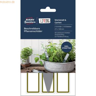 Pflanzenschilder beschreibbar Schild: 27x148mm Etikett: 22x68mm grau weiß