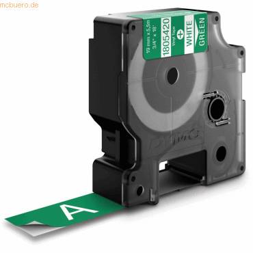 DYMO Rhino Coloured Vinyl - Vinyl - permanenter Klebstoff - weiß auf grün - Roll (1.9 cm x 5.5 m)