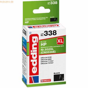 Edding Druckerpatrone ersetzt HP 932XL, CN053AE Kompatibel Schwarz EDD-338 EDD-338