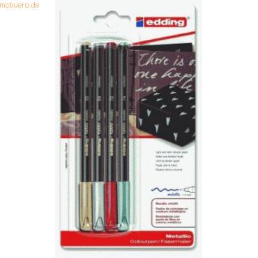 Fasermaler edding 1200 colourpen 1mm metallic VE=4 Farben Blister