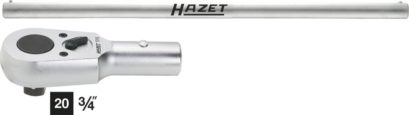 'HAZET' Verlängerungsstange und Ratschenkopf in Metalloptik. Größe 20 3/4 Zoll.