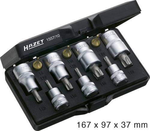 Hazet 1557/10 Innen-TORX Steckschlüssel-Bit-Einsatz-Set 10teilig 1/4  (6.3 mm), 1/2  (12.5 mm), 3/8