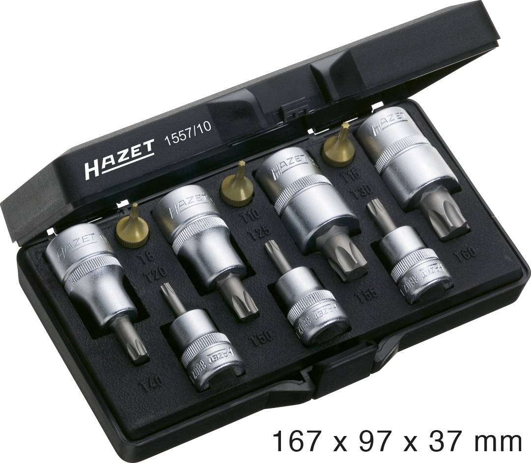 Hazet Steckschlüssel-Bit-Einsatz-Set 1/4" (6.3 mm), 1/2" (12.5 mm), 3/8" (10 mm) 10teilig 1557/10