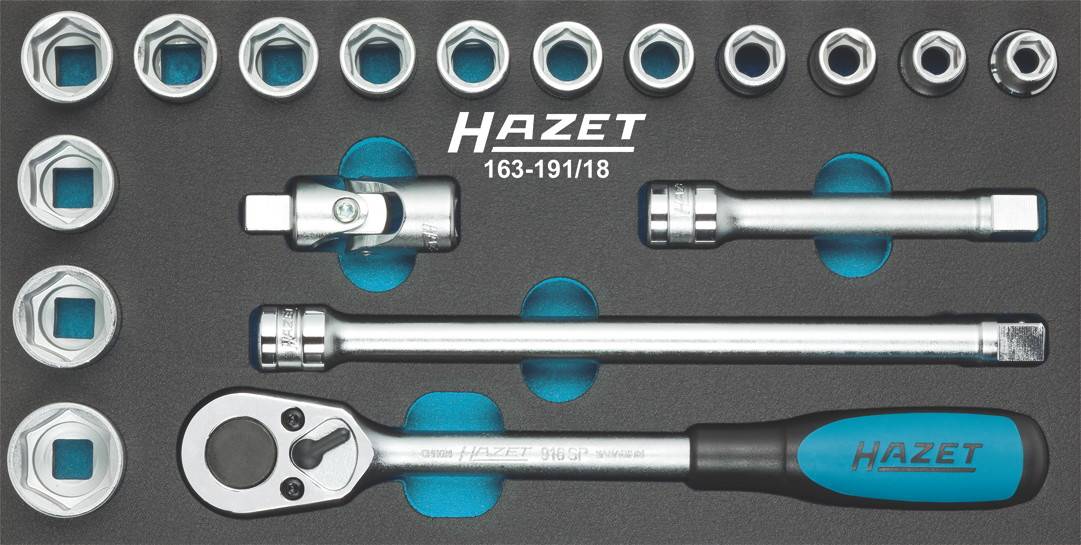 Hazet Steckschlüsselsatz metrisch 1/2" (12.5 mm) 18teilig 163-191/18