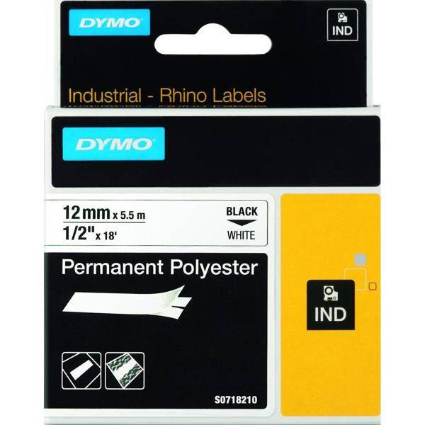 DYMO Schriftbandkassette Rhino ID1 18483 12mmx5,5m sw auf ws