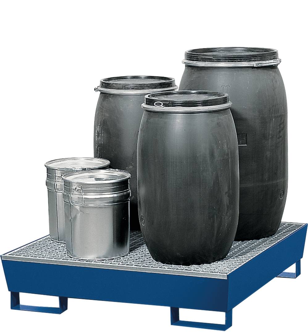 asecos® Auffangwanne aus Stahl, mit Fußkonstruktion, 4x 200 l
