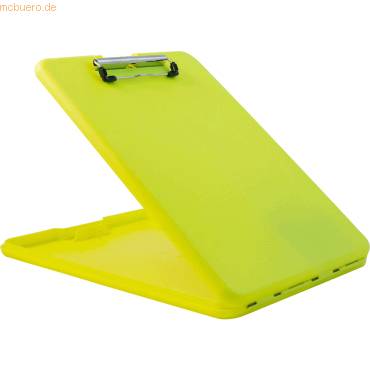 Klemmbrett A4 Kunststoff mit Dokumentenfach neongelb